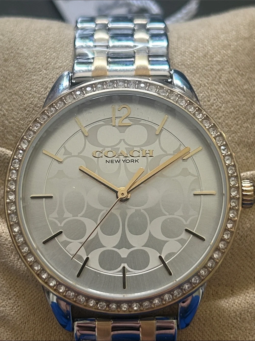 Coach Silver and Gold-Tone Crystal Bezel Women's Watch
